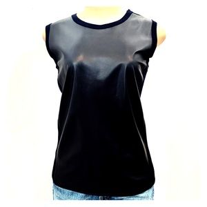 {VINCE} STRETCH LEATHER FRONT TOP